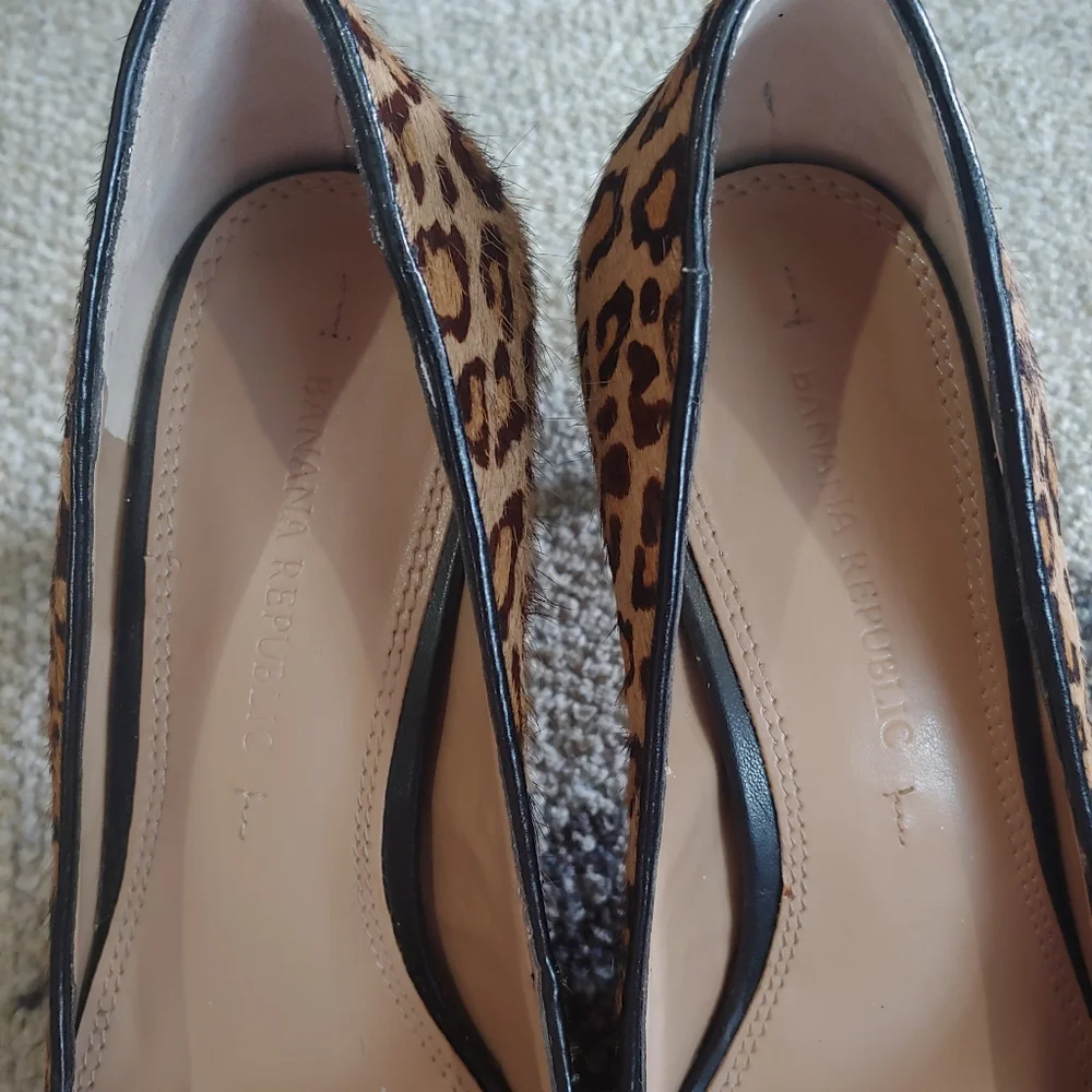 Banana Republic Leopard Print Heels, Women's Size 6.5, Black/Brown/Tan